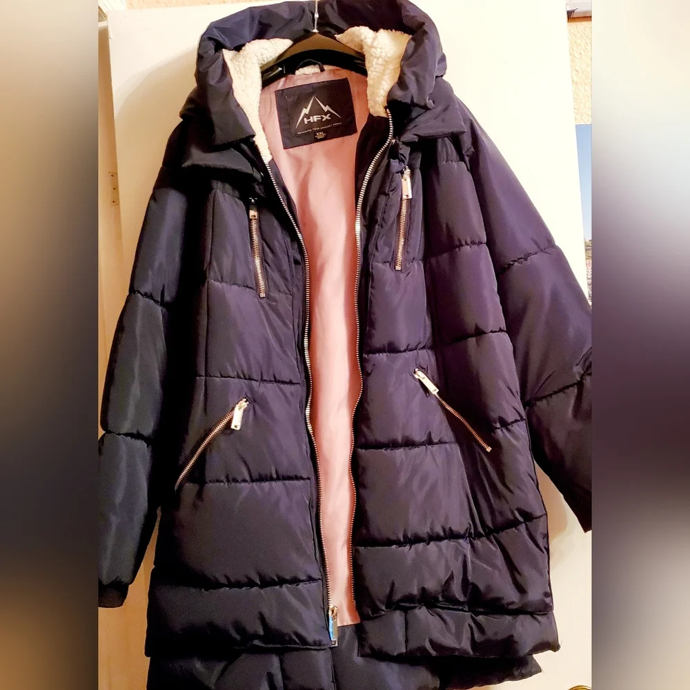HFX Dark Blue Puffer Jacket with Hood - Picture 5 of 10